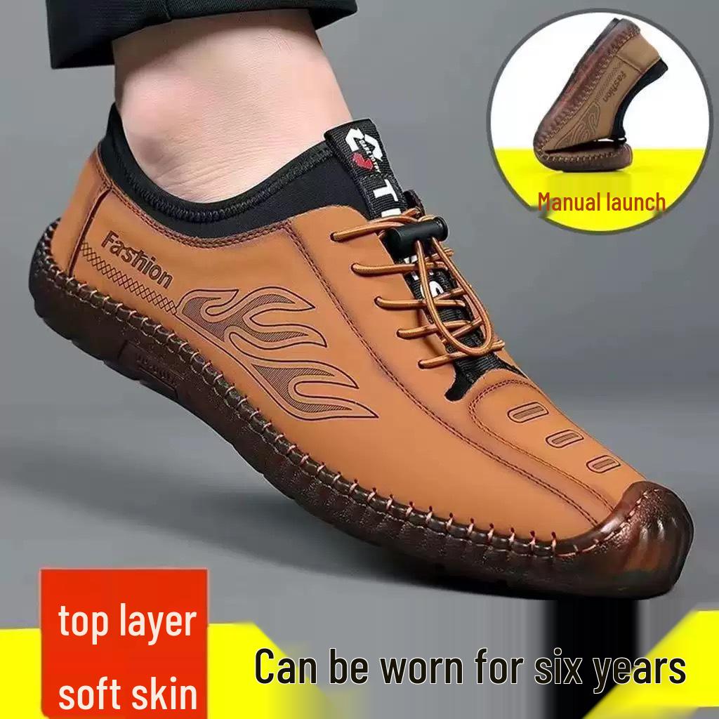 Men's Summer Breathable Leather Sandals - Lightweight, Soft Sole, Versatile Casual Shoes for Fashionable Comfort