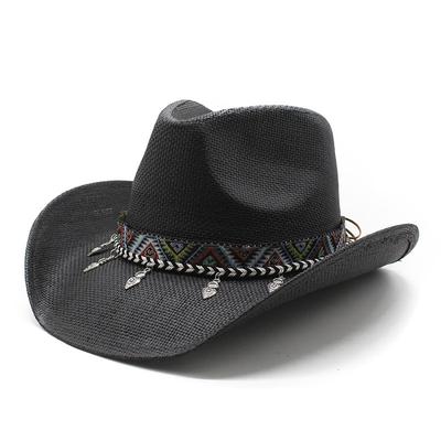 Nuevo Sombrero de Paja Vaquero del Oeste Americano Sombrero de Pintura Tejido a Mano Sombrero Étnico Jazz