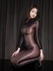 Sexy Women Sheer See Through Oil Glossy Elastic Bodysuit Bodycon One-Piece Thong Silky Tights Jumpsuits Cosplay Maid Leotard