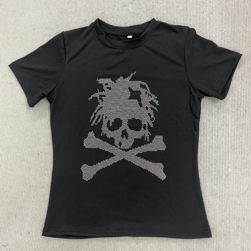 Европейский и американский летний облегающий топ в стиле Y2K женская одежда M чёрный