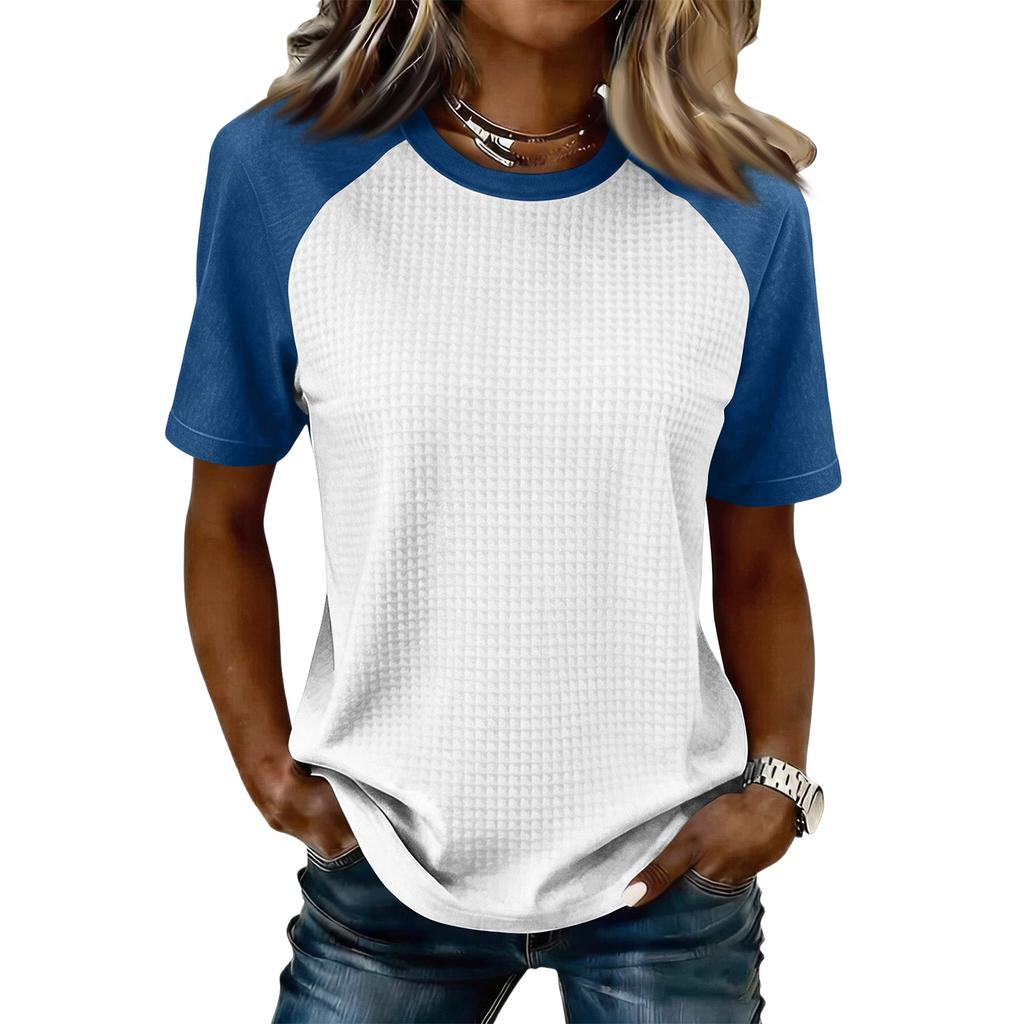 Women’s Casual Lightweight Knit Raglan Sleeve Crew Neck Top Plus Size Loose Fit Retro Style Shirt