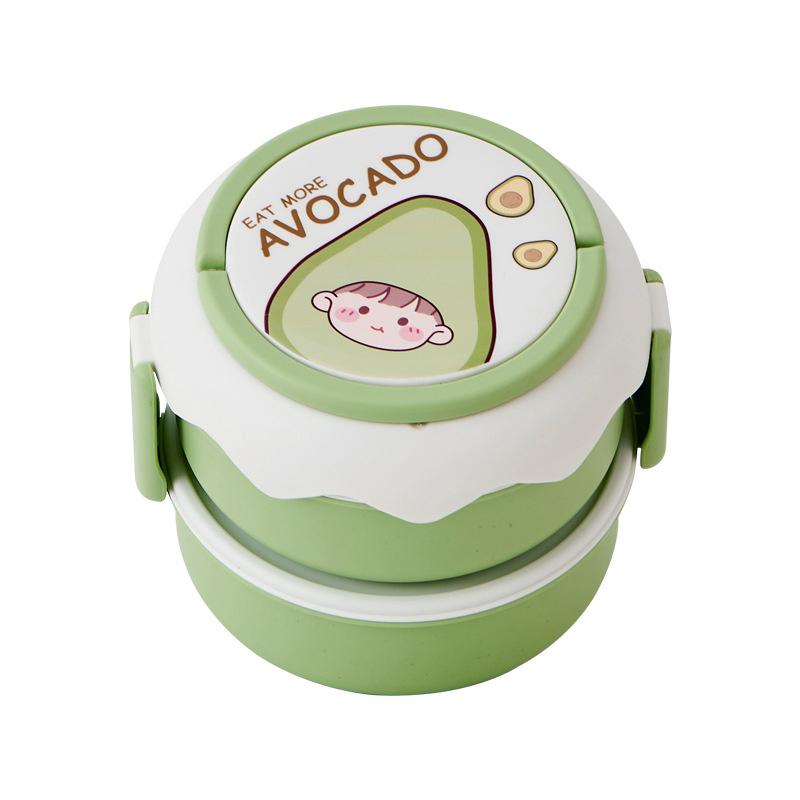 1L/2L Double Layer Lunch Box Cute Children Bento Box with Compartments Microwavable Food Storage Container for Picnic School