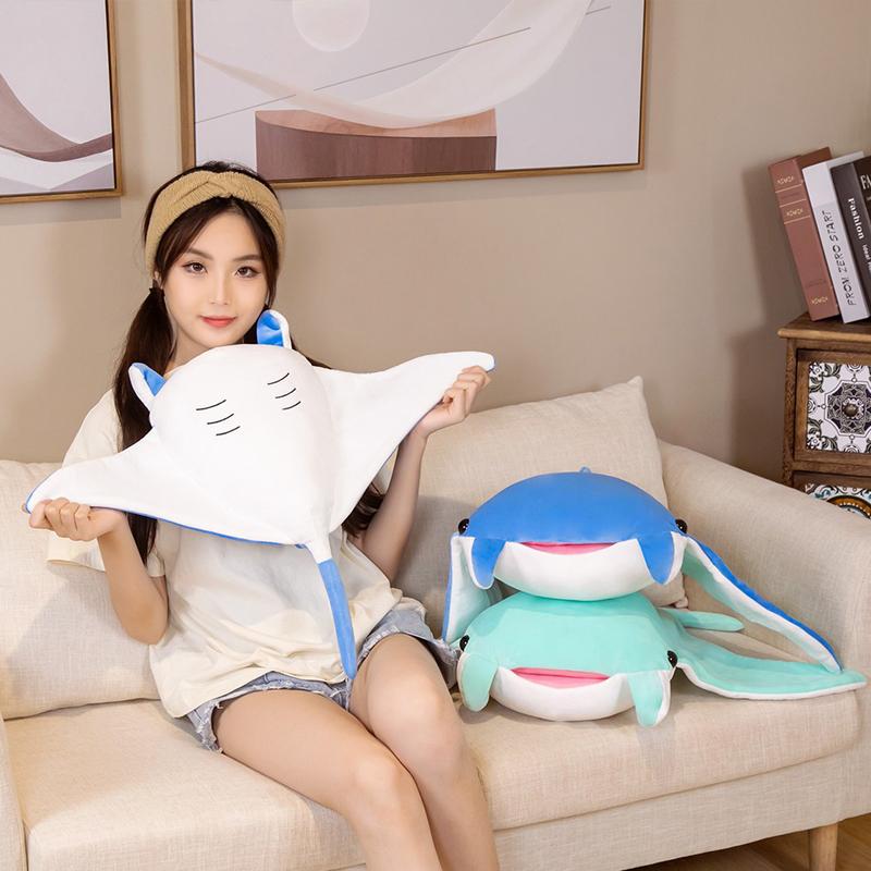 New Soft Manta Ray Plush Toy Lovely Devilfish Stuffed Pillow Sofa Cushion Cute Mobulidae Plushies Marine Animals Dolls Gifts
