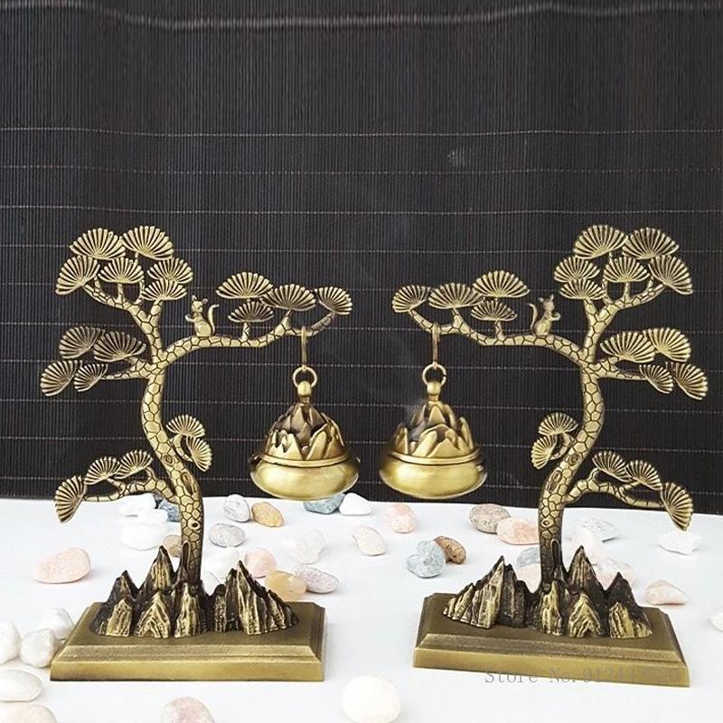 Alloy Welcome Pine Shaped Hanging Incense Burners, Retro Home Indoor Tea Room Crafts Decorations, Small Aromatherapy Burner, 1Pc