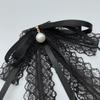 Fashion Black Lace Ribbon Bow Tie Pearl Pendant Brooch Women Shirt Collar Clothes Necktie Decoration Accessories