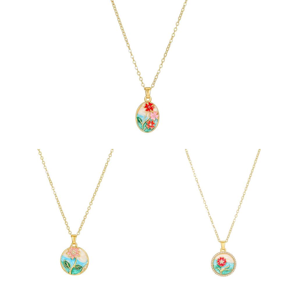 Koperen Bloemenketting Met Zirkonia Steen Meerlaags Ontwerp Voor Casual Of Formeel Gebruik