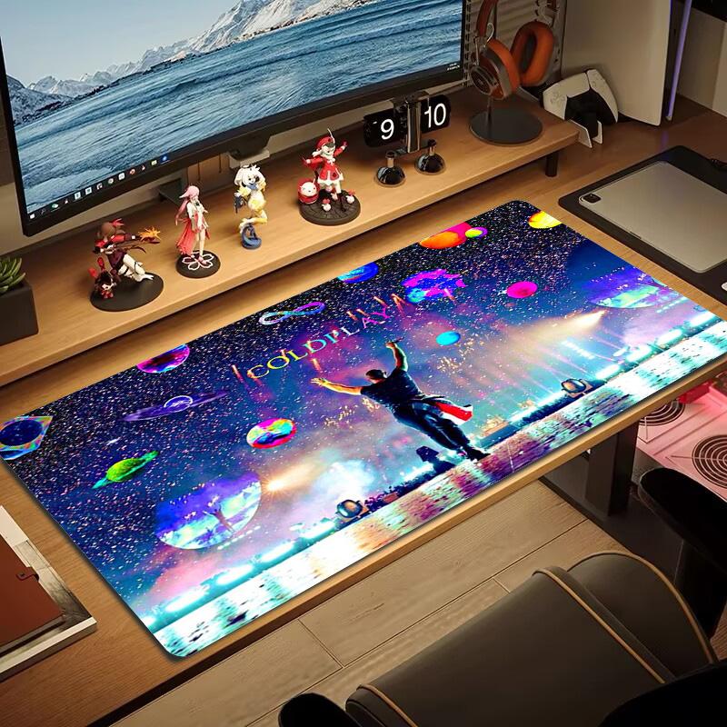 Coldplay Band Color Mouse Pad Large Gaming Table Cushion Non-slip Laptop Tablet Big Mousepad XXL Mat Mini PC Playmat With Lock edge