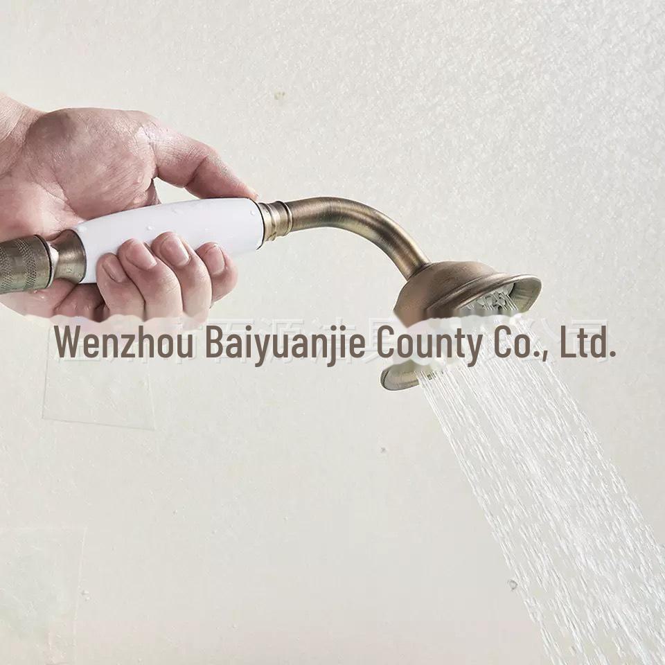 Rose Gold Stainless Steel European-Style Handheld Shower Head with Antique Black Finish