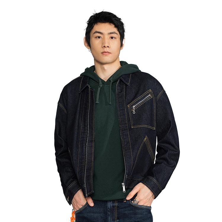 Lee Solid Color Contrast Stitch Multi Pocket Denim Jacket Men jackets LMT004078101292898L00