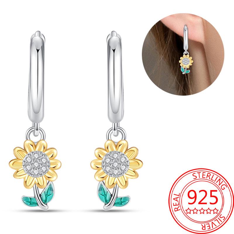 Brincos de abelha para menina adorável amarelo preto dançando abelha feliz s925 brincos de argola presente de aniversário joias de prata