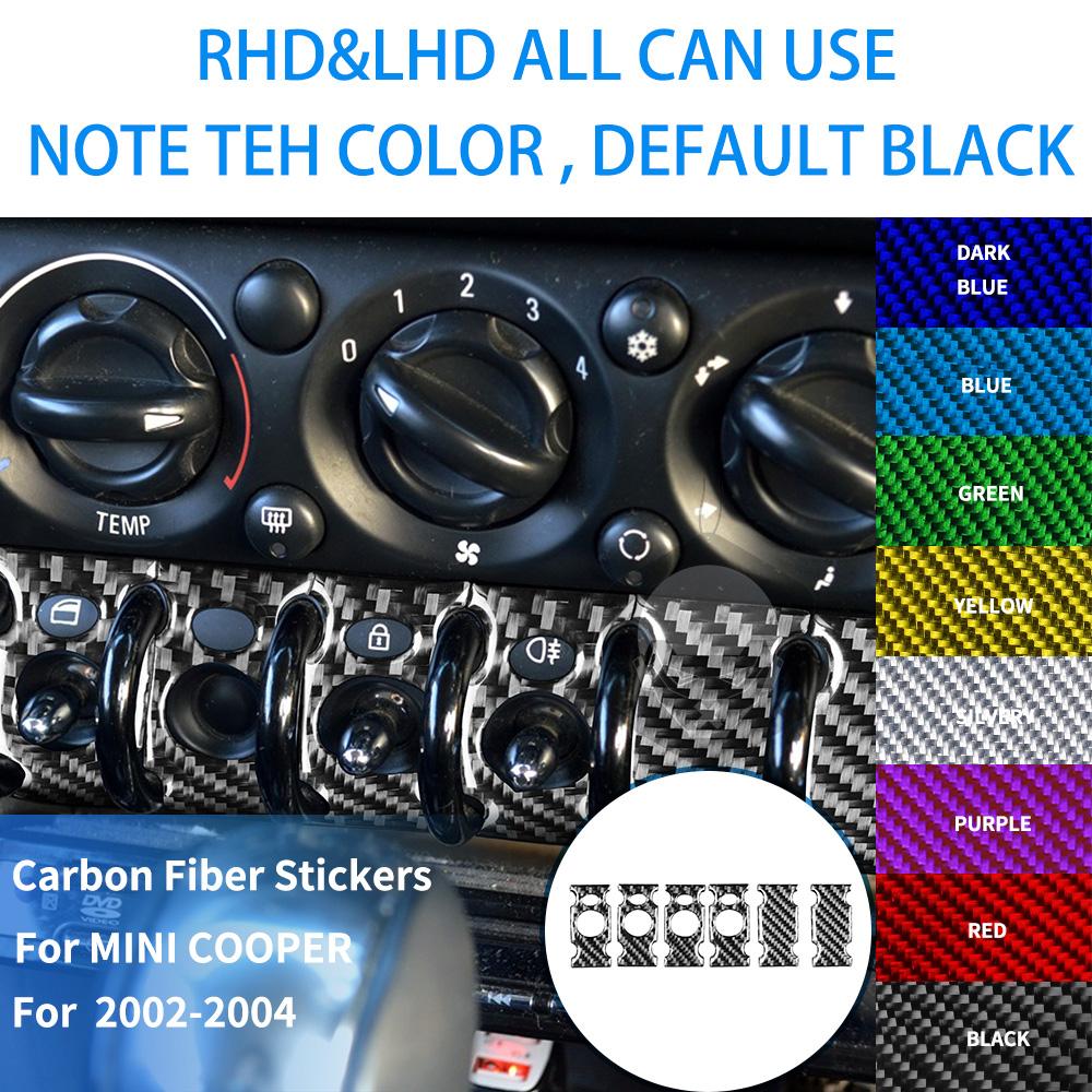 For MINI COOPER R50 R53 2002 2003 2004 Multiple Colors Real Carbon Fiber Stickers Whole Set Central Control Car