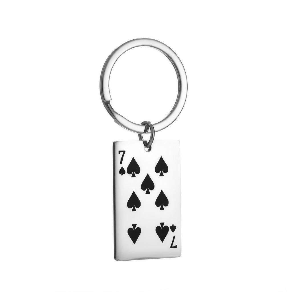 Creative Stainless Steel Poker Pendant: Ace To King of Spades Keychain Backpack Charm