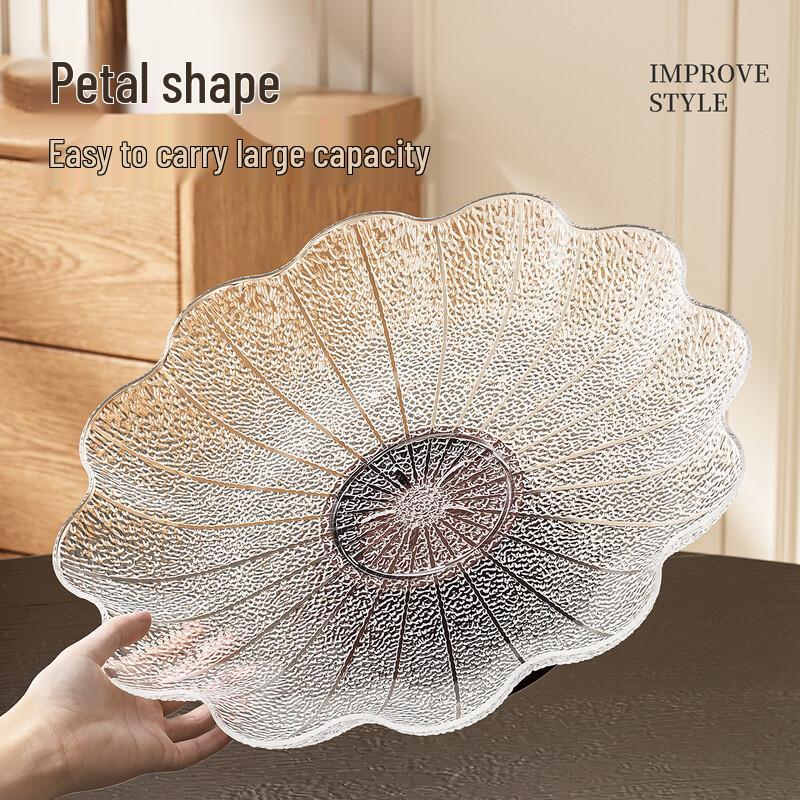 ZISIZ Obstteller mit hohem Fuß und Lotusblatt-Motiv in Holzoptik