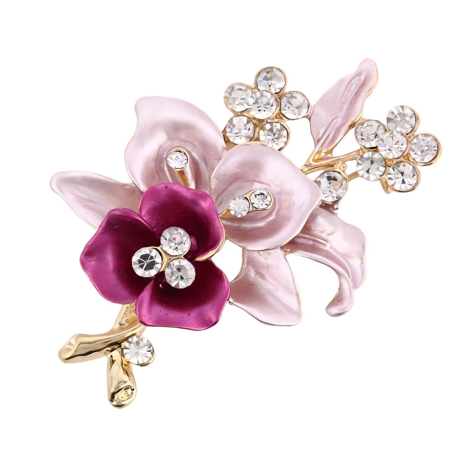 

Miaomyao Cubic Zirconia Flower Wreath Leaf Ring Brooch Accessory for Women Gift Box Cross Set [MiaoMiao] (Purple) фіолетовий