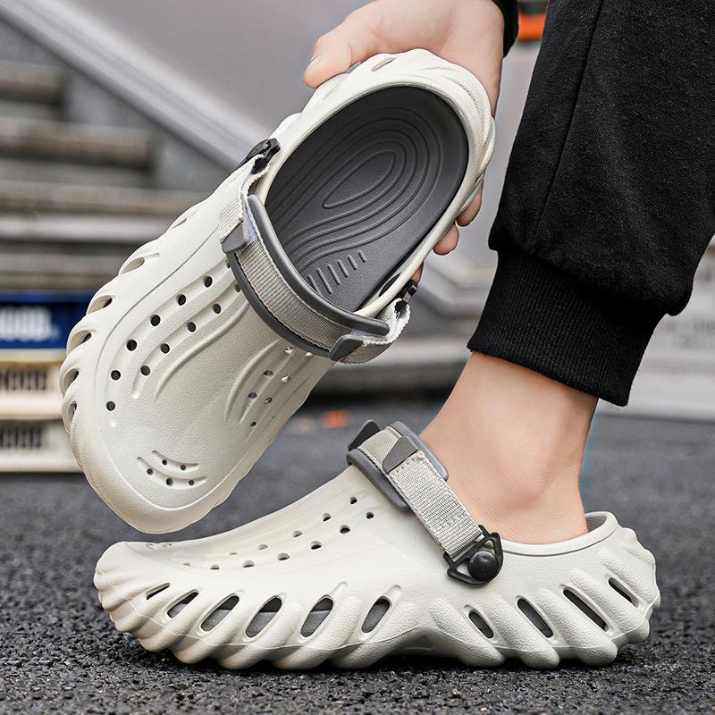 Scarpe da Ciabatta Estive da Uomo con Fondo Spesso, Traspiranti, Punta Morbida, Scarpe da Casa Antiscivolo Resistenti all'Usura, Tacco Piatto in Eva, Soletta Ammortizzata