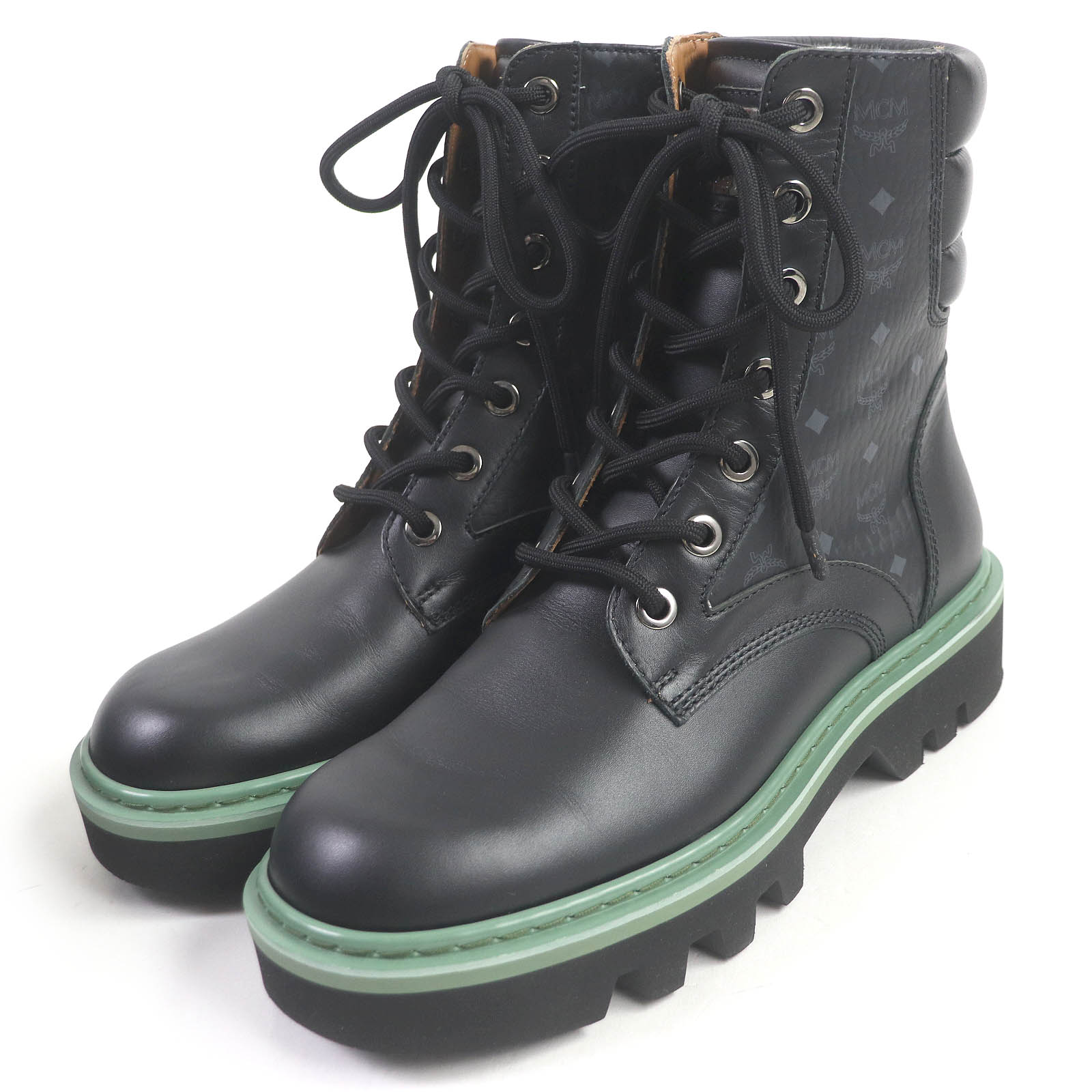 Great MCM Ankle boots Visetos logo all over black leather mens 42 Used 18990₽