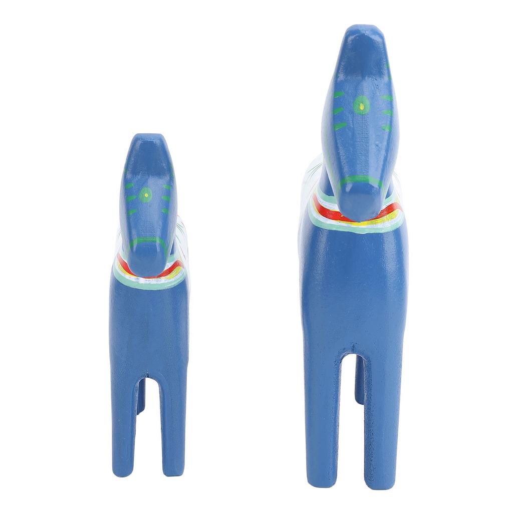 2pcs Hand Painted Swedish Wooden Horse Figurine Dalecarlian Horse Ornaments for Home Wedding Supplies