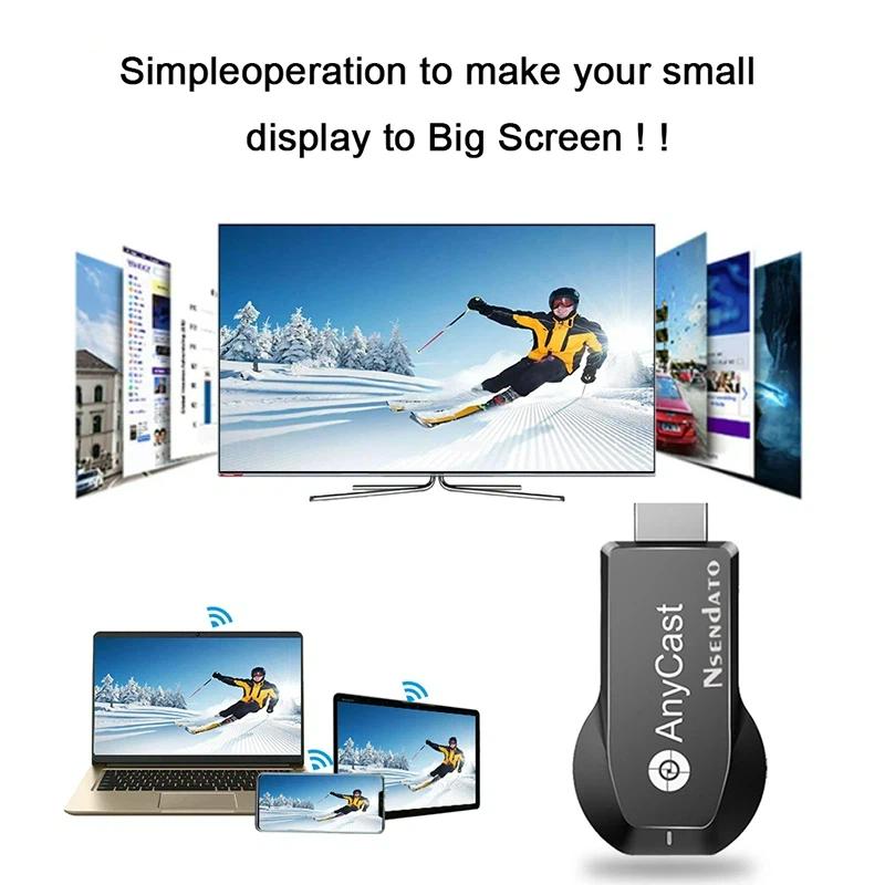 4K HD WiFi Display Dongle Anycast M100, 2.4G & 5G Dual‑Band Wireless TV Stick Receiver, Support DLNA AirPlay for iOS Android PC