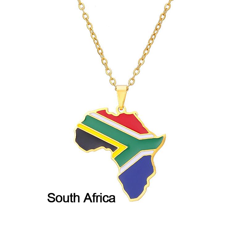 HY European and American Stainless Steel African Diamond Drop Necklace with Bamboo Chain Unisex Gift Jewelry