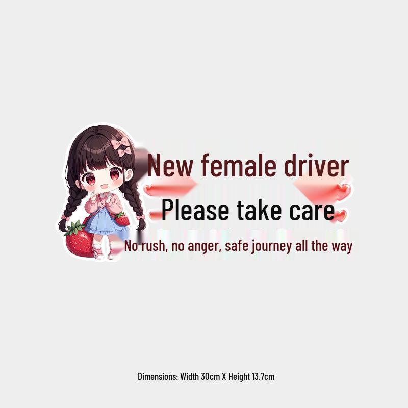 New Female Driver Care Reminder - Cute Windshield Car Sticker