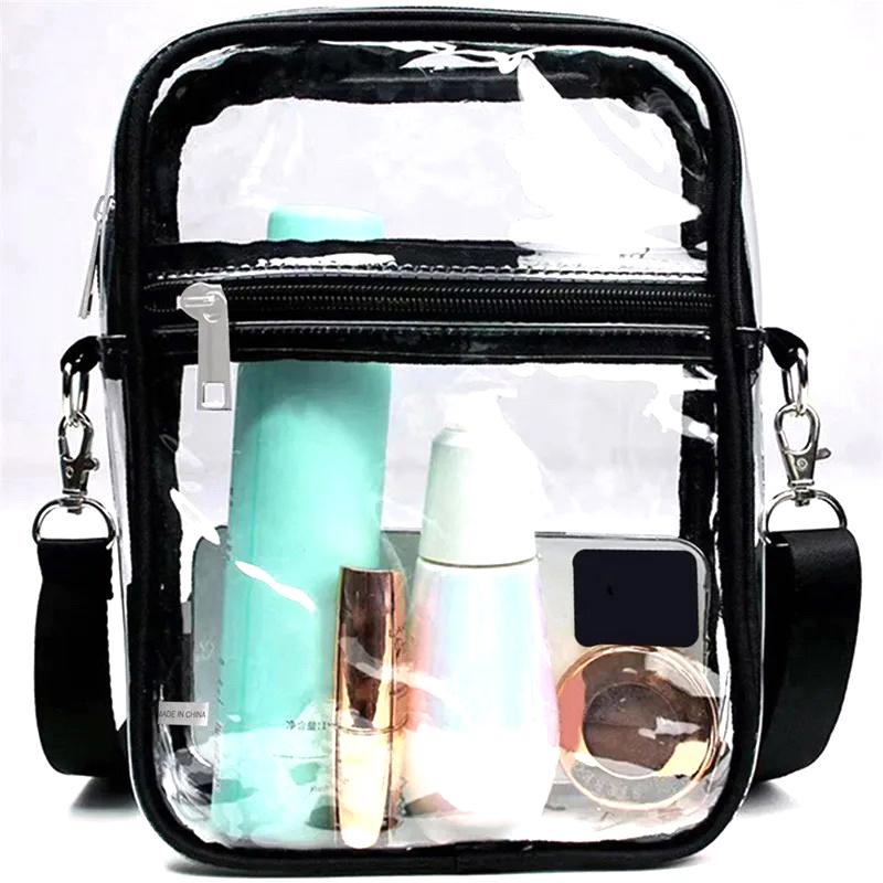 Women Shoulder Bag Pvc Transparent Waterproof Phone Purse Simple Crossbody Bag With Front Pocket Casual Handbag Beach Bag