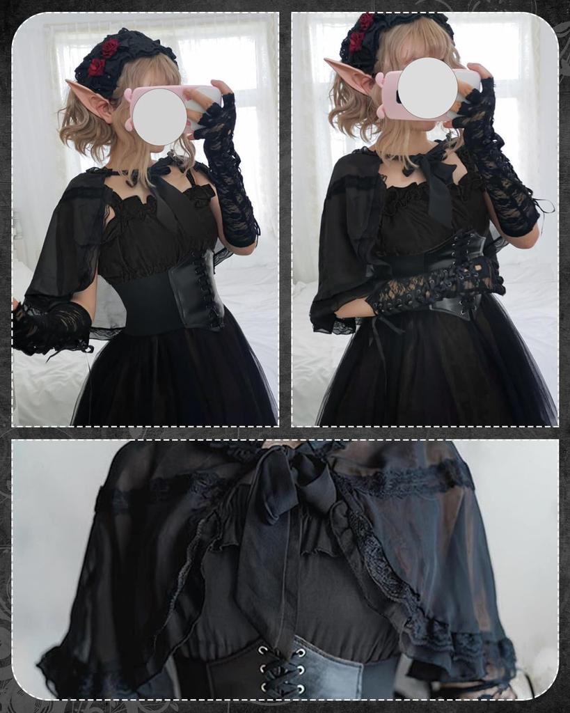 JIURUN Lolita Gothic Lolita Jumper Plus Mori Sweet Sash Gothic Lady One-Piece Costume, Skirt, Cosplay, Anime, Size, Girl, Lolita, Outerwear, Gloves,