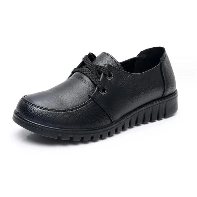 Spring Autumn Fashion Women's Shoes Woman Genuine Leather Wedge Casual Single Shoes Soft Sole Comfortable Mother's Flat Shoes