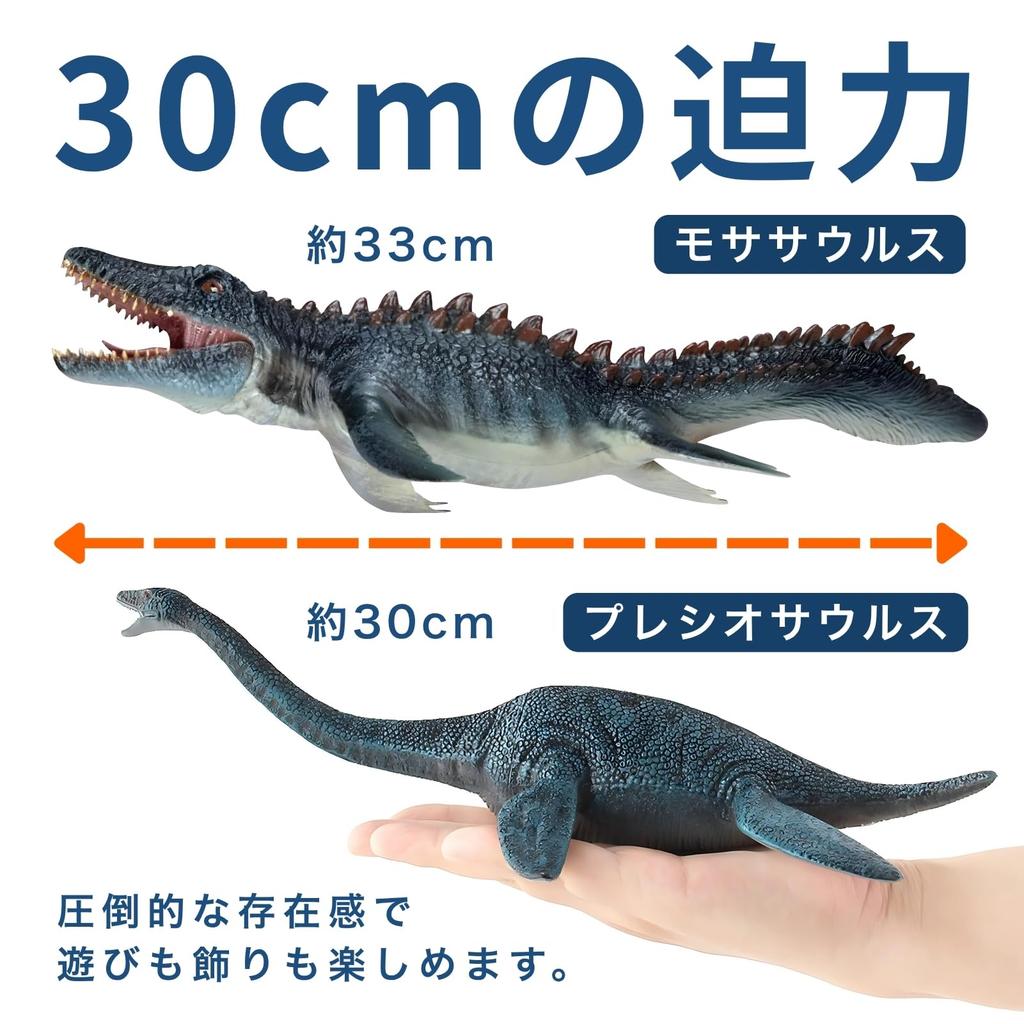 Donalee Sea Dinosaur Figures, 30cm, Impressive, Realistic Mosasaurus and Plesiosaurus Dinosaur Models, PVC, Durable Toys for Kids (Set of 2