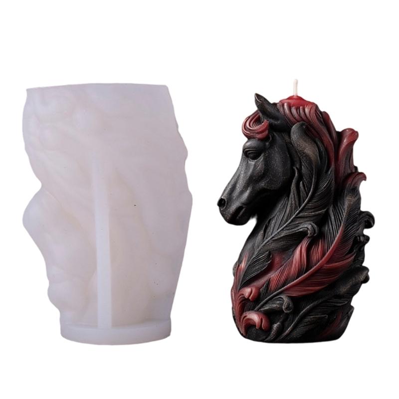 Horse Head Silicone Candle Molds Heat Resistant Silicone Mould for Making Candle Soap Epoxy Resin Festival Decoration