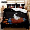 Astronaut Duvet Cover Set Outer Space Tourist Comforter Cover Set for Kids Boys Universe Planet Polyester Quilt Cover Queen King