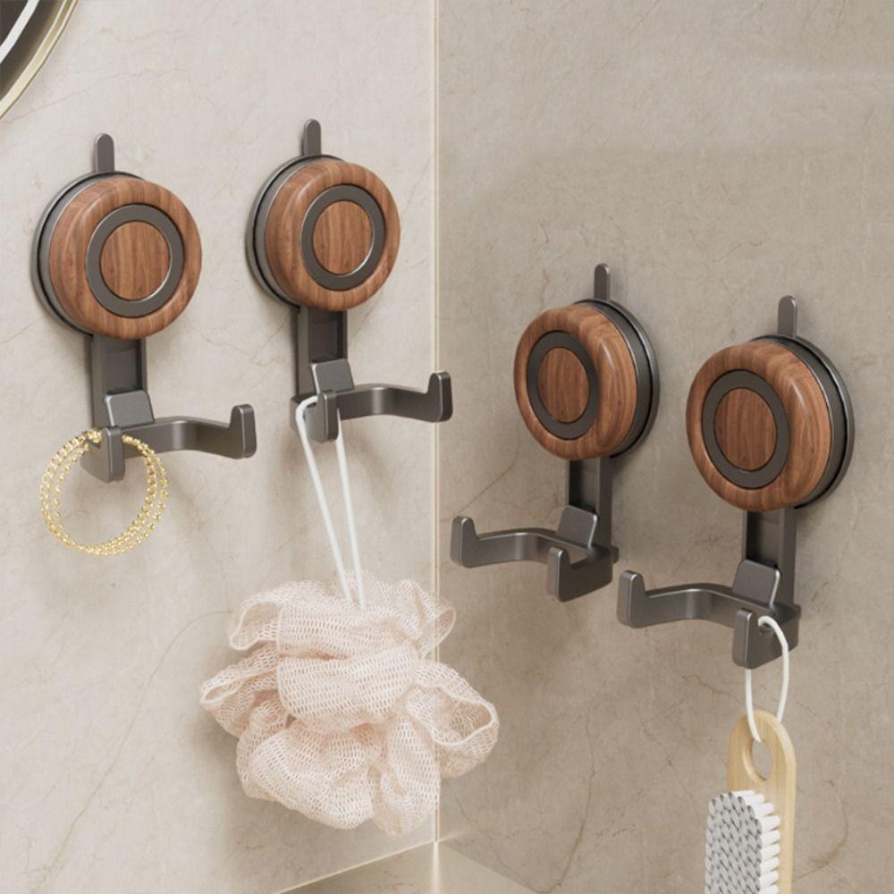 2PCS Non-Perforated Suction Cup Hook Traceless Rotating Basin Storage Rack Waterproof Space Saving Washbasin Hook Bathroom