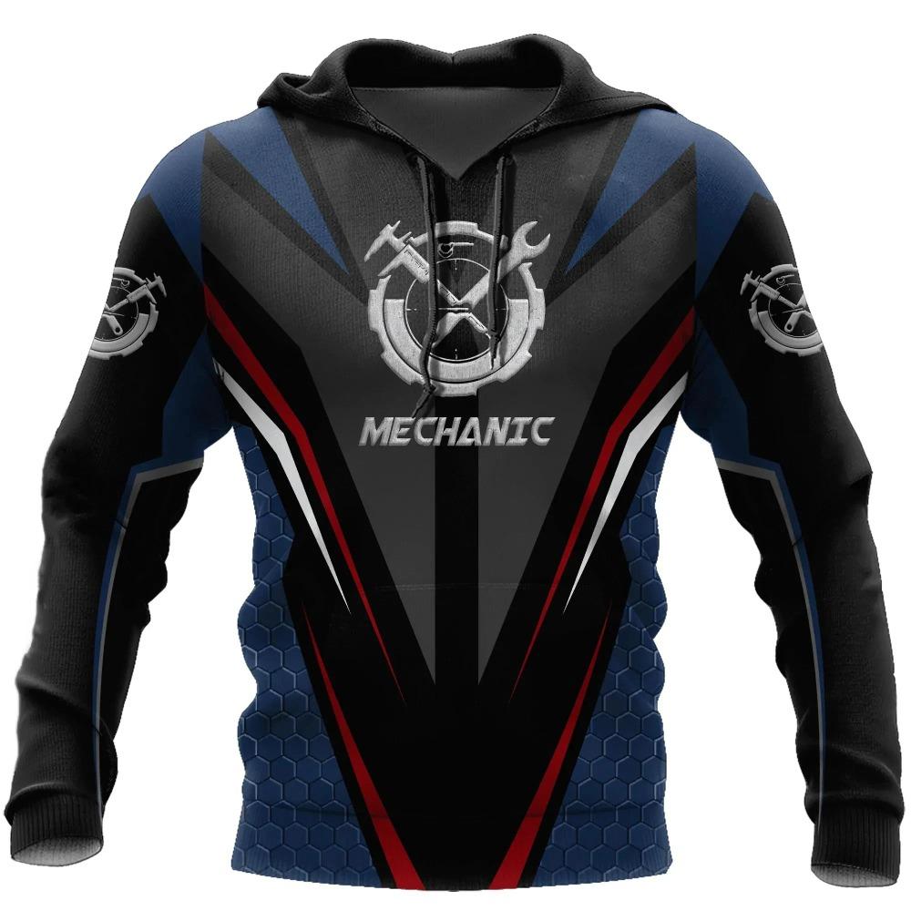 Herren Kapuzenpullover Vintage T-Shirt Herbstkleidung Mechaniker 3D Druck Tops Fashion Street Casual Hoodies Übergroßer Pullover