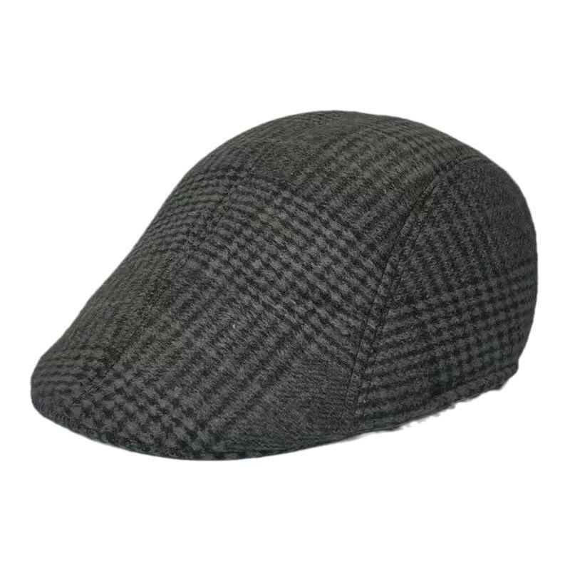 2024 Autumn/Winter Men's Woolen Beret: Warm, Thickened Duckbill Hat for Middle-Aged & Elderly.