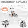 M14×1.5 Magnetic Oil Drain Plug, Aluminum Stainless Steel Sump Drain Nut Bolt with 5 Copper Crush Washer, Universal Leak-proof Replacement Car