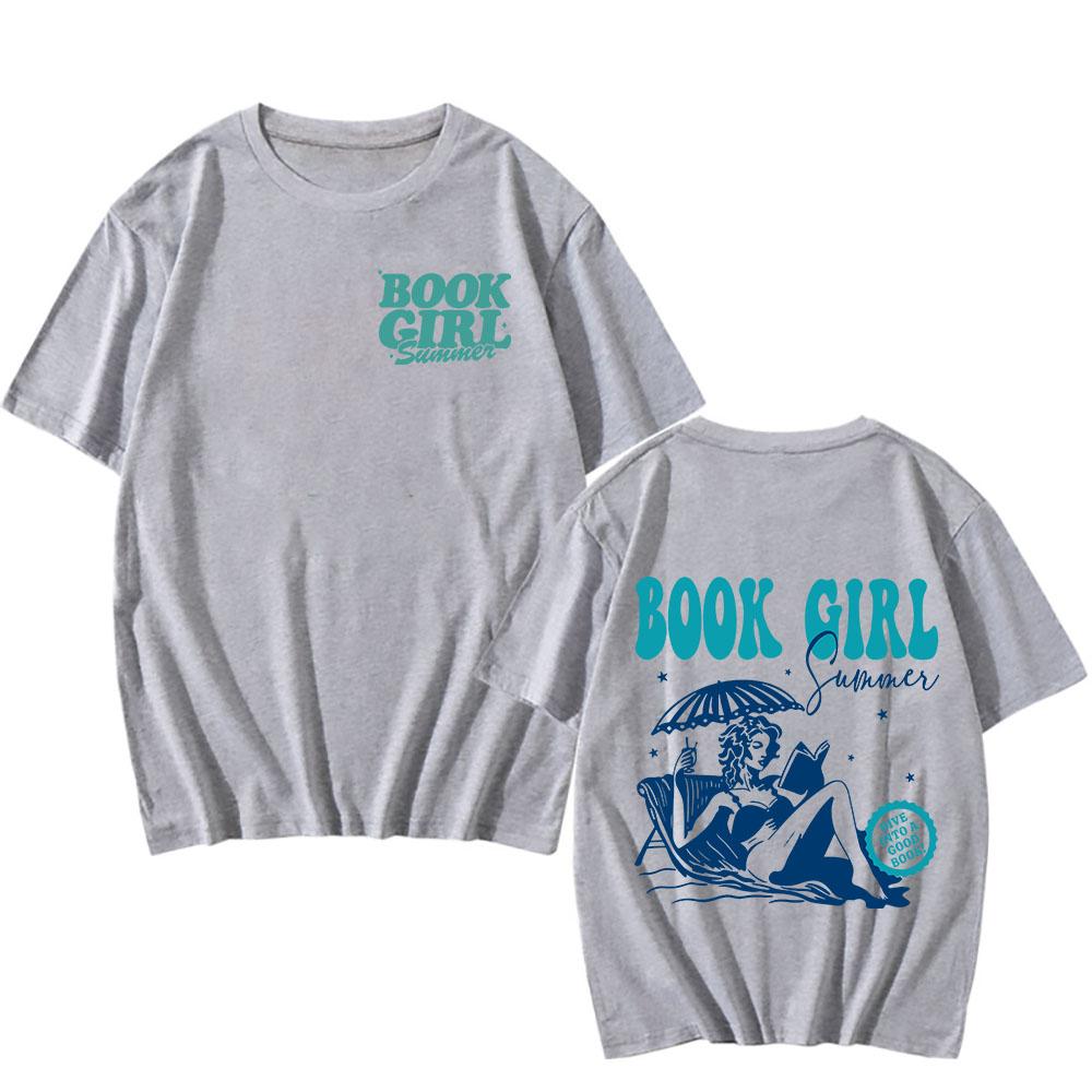 Book Girl Music Printing T-shirt Retro T-shirt Summer Cotton Short Sleeve Casual T-shirt High Quality Clothes for Women Men Tees