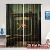 2pcs   2D FLAT PRINTING Curtains (Without Rod) GoldenVision Chic Curtains&Window Treatment Machine Washable Fabric Curtains