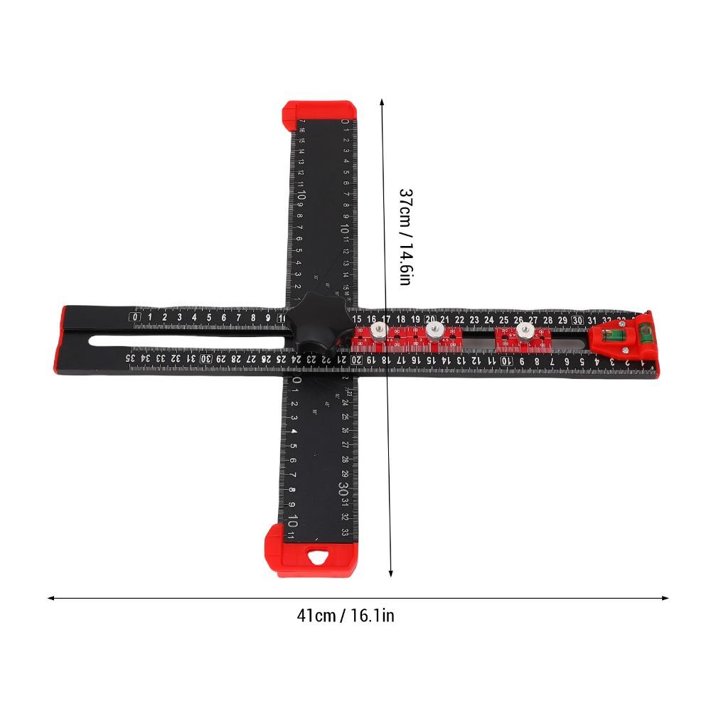 4 in 1 Drilling Position Ruler Metric T Square Multi Angle Measuring Tool Drawer Door Installation