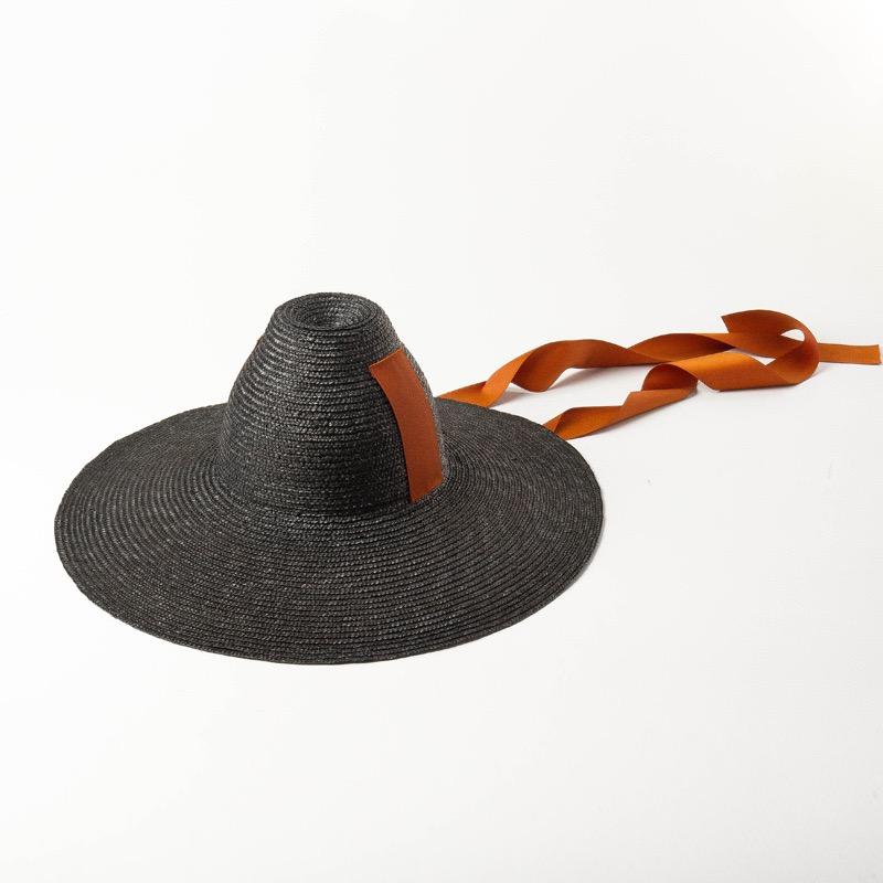 2025 New Elegant 15cm Wide Brim Sun Hat For Ladies Summer High-top Ribbon Hand-woven Black Hat Designer Style Hats Caps Men