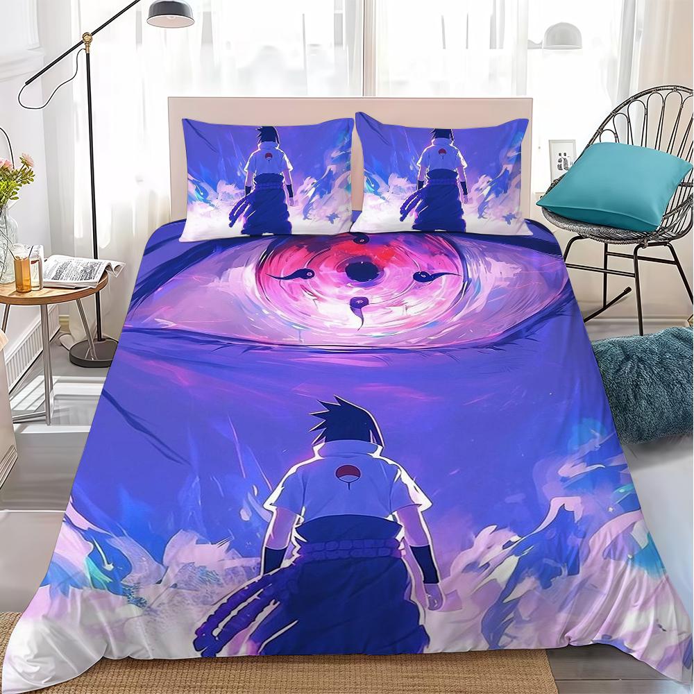 S-Sasuke Uchiha Duvet Cover Set Home Style Bedding Soft Laundry Cotton Bed 3 Piece Set Student Dormitory Gift