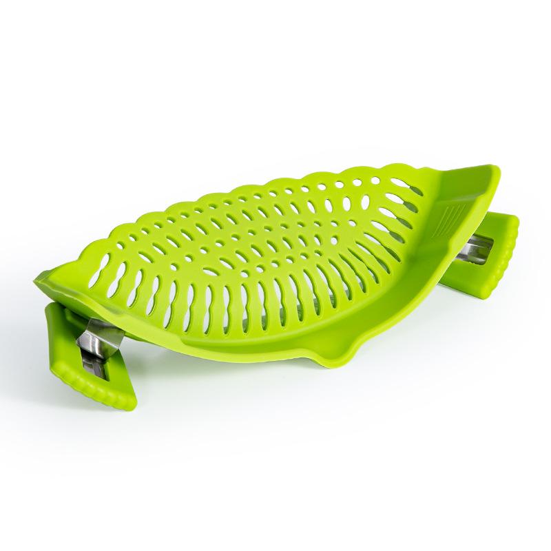 Silicone Clip On Pan Strainer Heat Resistant Food Draining Coliper For Pasta Vegetables & Pot Draining Universal Fit Kitchen Ga