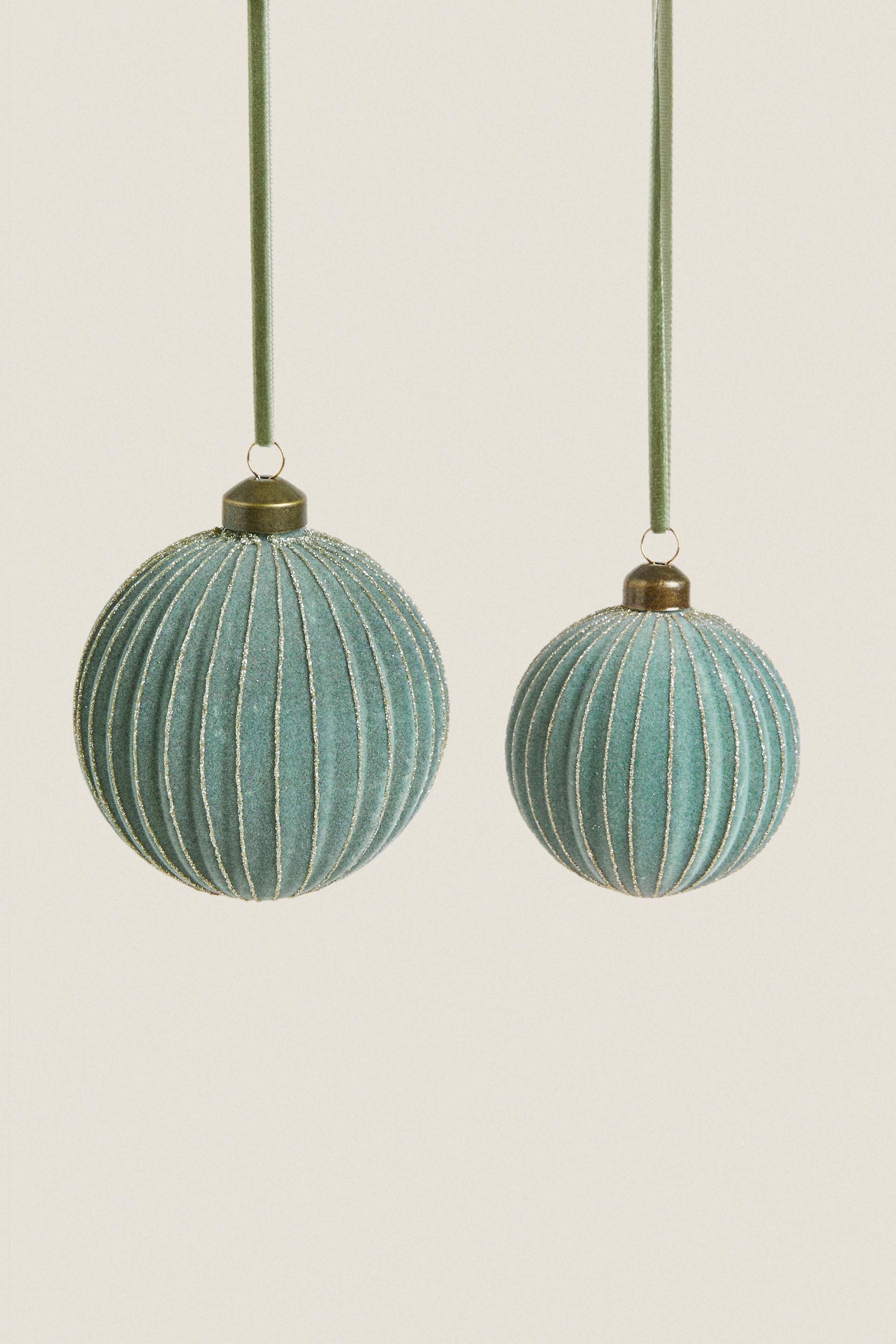

Velvet christmas bauble decoration with stripes