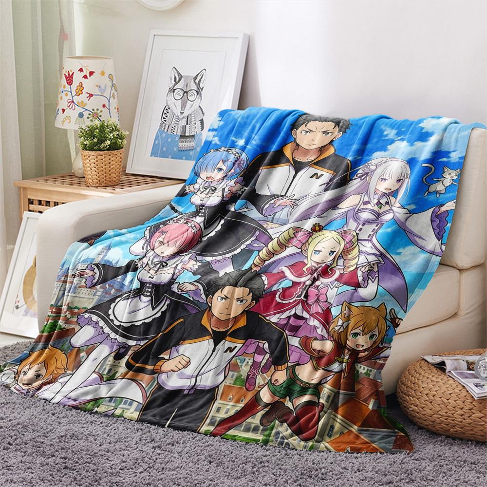 1PC Re Zero Patterned Flannel Blanket Suitable For All Seasons For Home Decor Warmth And Comfort Gifts Holiday Present