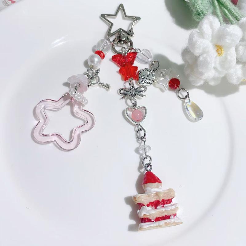 Cute Strawberry Cake Short Mobile Phone Lanyard Bag Pendant For Women  Versatile Keychain Backpack Decoration Gifts