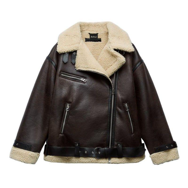 

Зимняя новинка Меховая интегрированная Утолщенная Heattech с поясом Двусторонняя куртка Верхняя одежда 8073264 80726 Brown XS