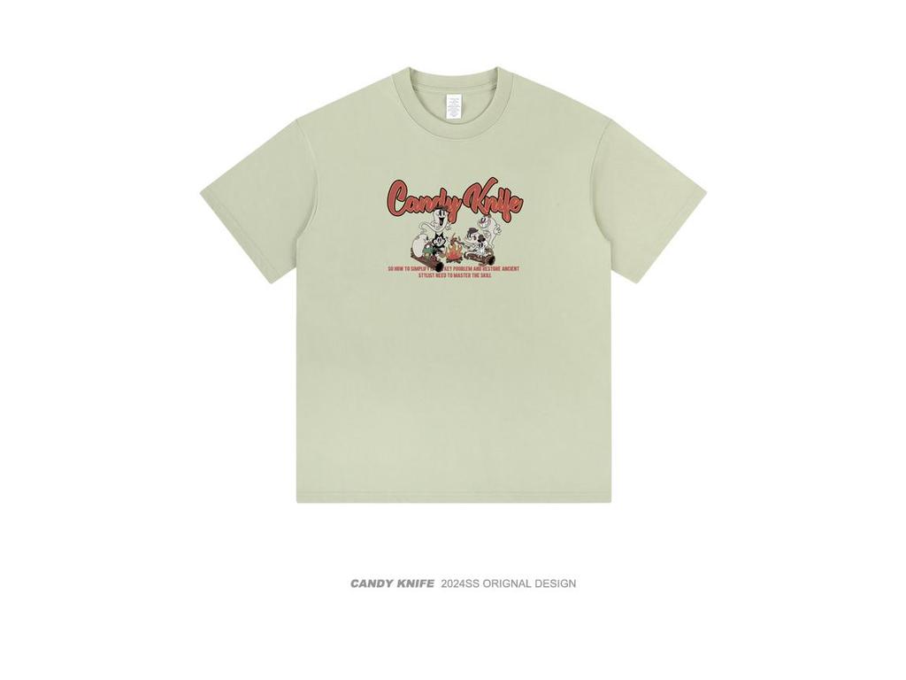 Retro Cartoon Print Short Sleeve Unisex T-Shirt - Pure Cotton, Stylish Summer Fashion