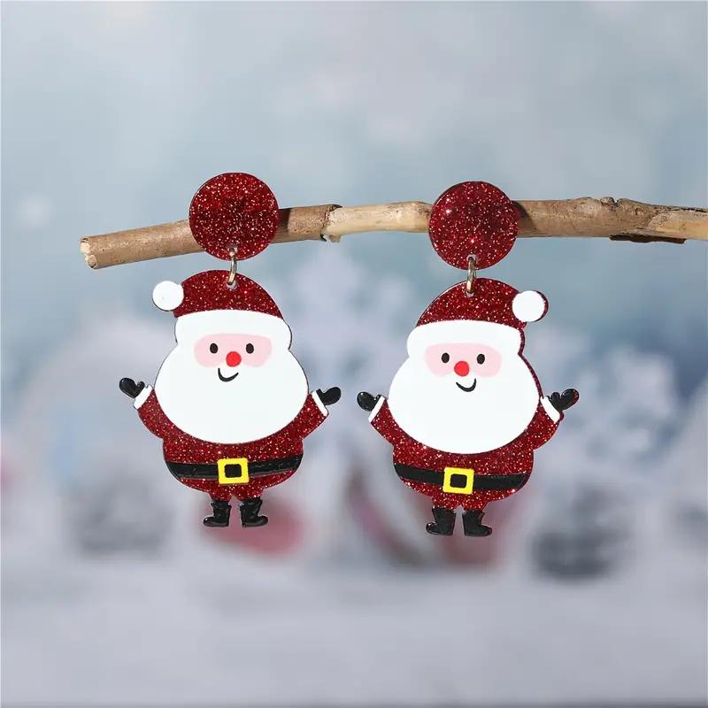 Bling Bling Chunky Christmas Santa Claus Design Dangle Earrings Cute Style Adorable Christmas Ear Ornaments