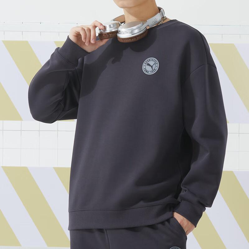 Puma Solid Logo Pullover Long Sleeve Sweatshirt Unisex Sweatshirts Black 627878-75