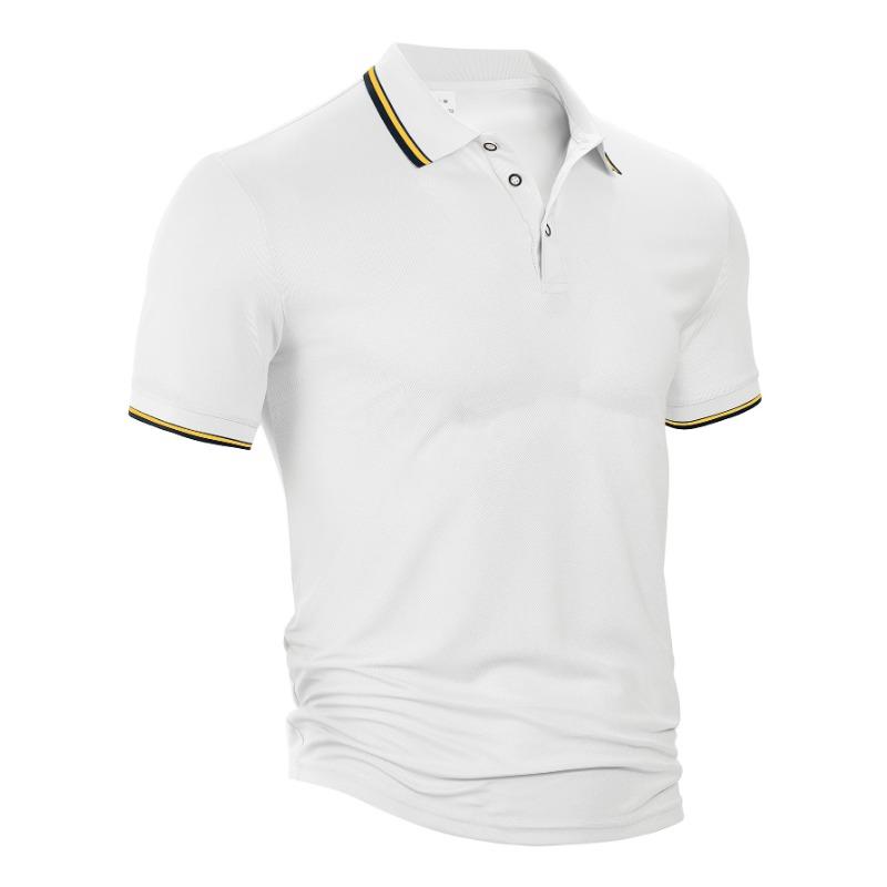 

Летний свободный повседневный дышащий топ с лацканами, мужские рубашки поло с коротким рукавом S белый