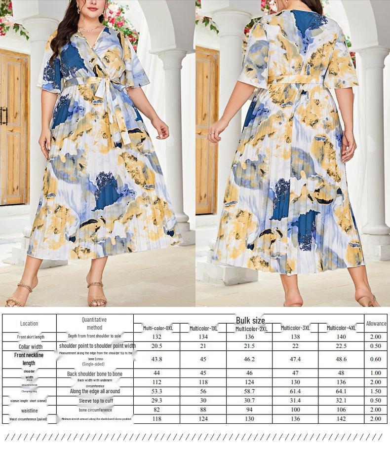Plus Size Women's Printed Commuter Fashion Dress for Spring & Autumn