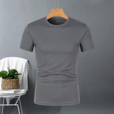 Camiseta Slim Fit para Hombre Manga Corta Cuello Redondo Camiseta Deportiva de Secado Rápido Color Sólido Camiseta Casual para Gimnasio Fitness Uso Diario